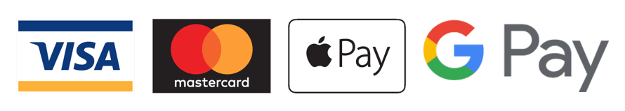 Visa, MasterCard, Apple Pay, Google Pay, Contactless